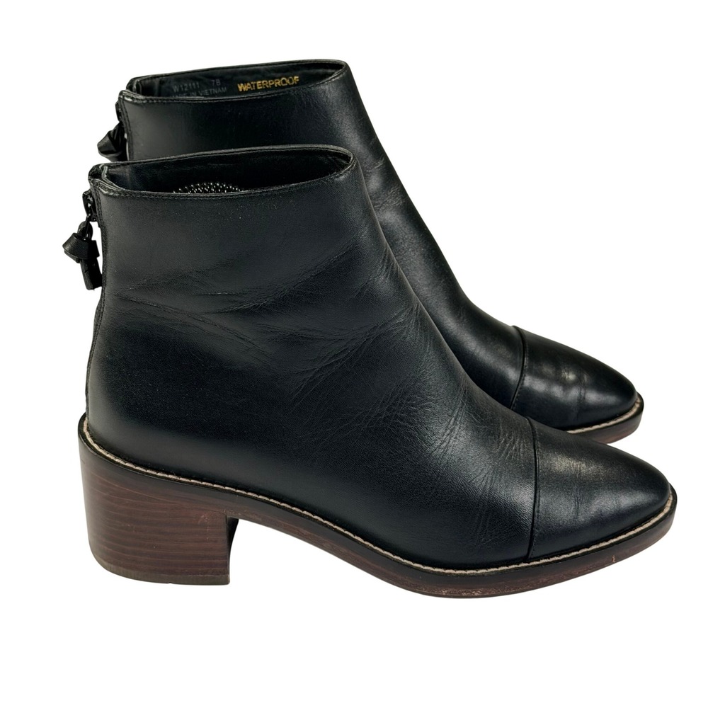 Cole Haan Winnie Grand Boots Womens 7 Black Leather Waterproof Ankle Classic